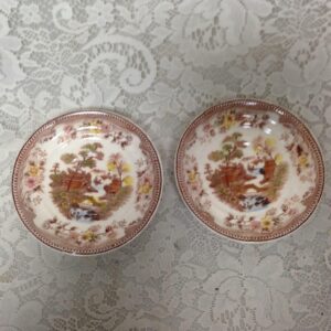 Vintage Brown Ritchie Oriental Gardens, Variant Gaudy Blue Willow 2pc Snack Set