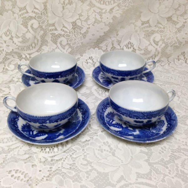 Vintage, Rare, 1947-1952 Occupied Japan, Blue Willow 10pc Tea Set for 4