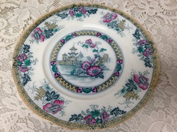 Antique, Yeddo, Royal Staffordshire Variant Gaudy Blue Willow 10in Dinner Plate