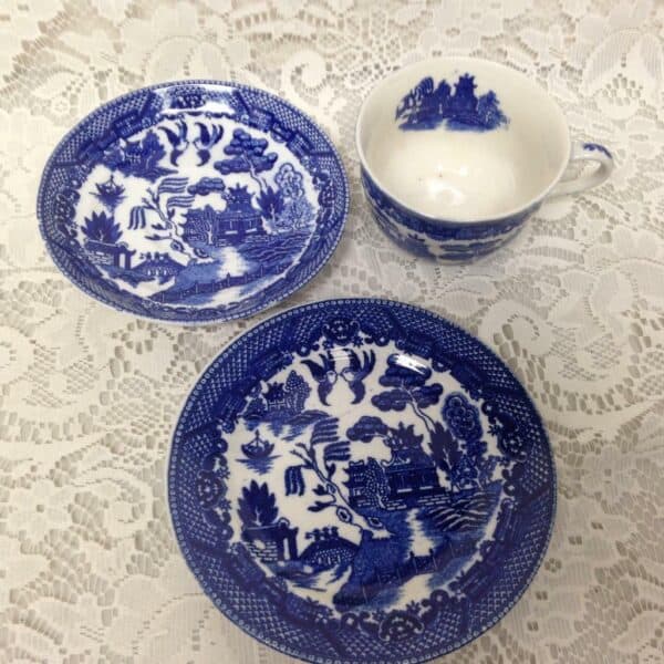 Vintage, Japan, 3-pc Blue Willow Trio Tea Set