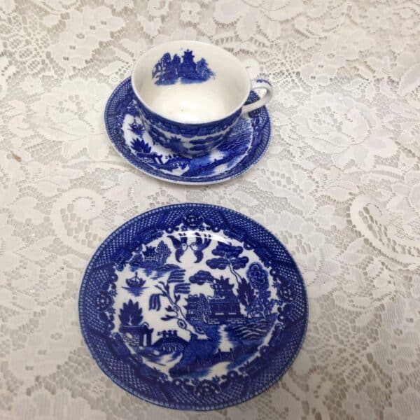 Vintage, Japan, 3-pc Blue Willow Trio Tea Set