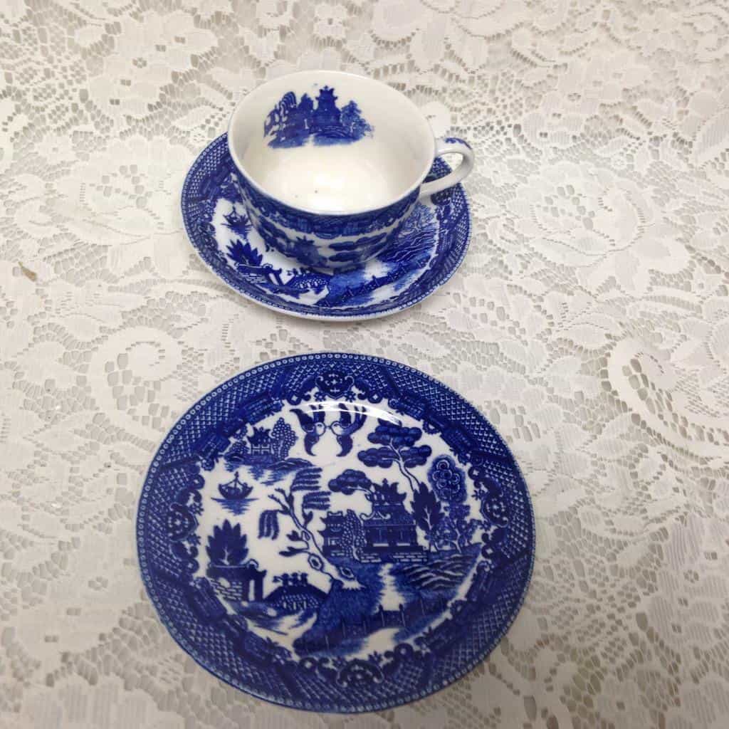 Vintage, Japan, 3-pc Blue Willow Trio Tea Set