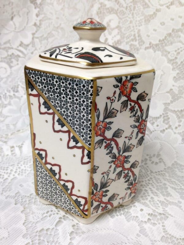 Antique, Masons, England, Applique 6in x 4in Prune Jar or Tea Caddy