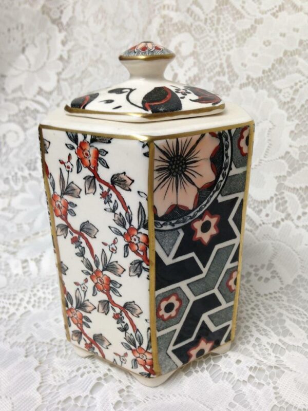 Antique, Masons, England, Applique 6in x 4in Prune Jar or Tea Caddy