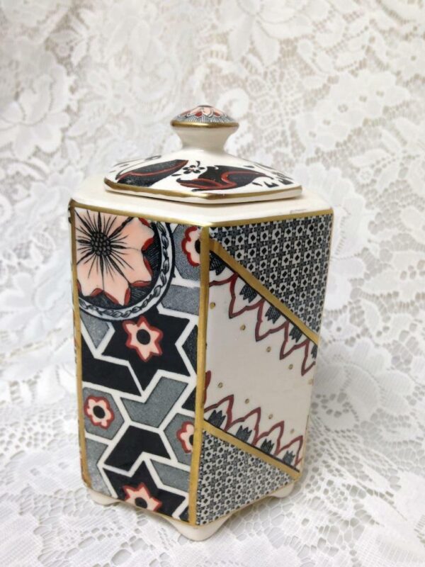 Antique, Masons, England, Applique 6in x 4in Prune Jar or Tea Caddy