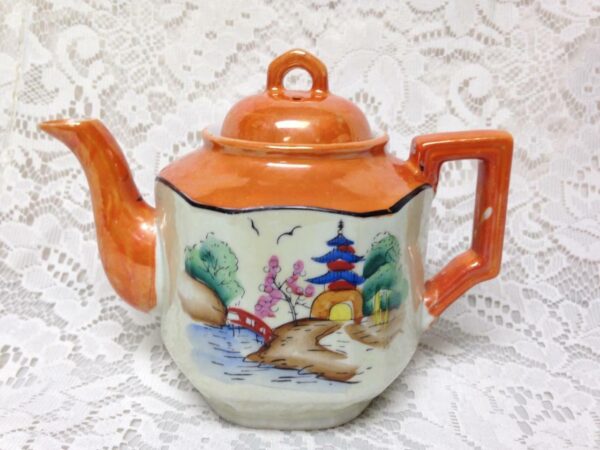 Vintage, Rare, Made in Japan, Gaudy Blue Willow Teapot 6in T x 8in Wx 5in D