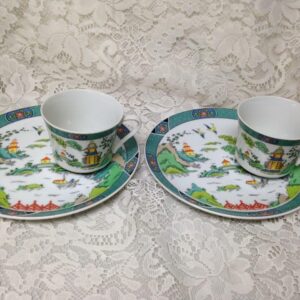 Vintage, Sigma Japan, 2 Sets of Variant Gaudy Willow Snack Plate and Cup Set