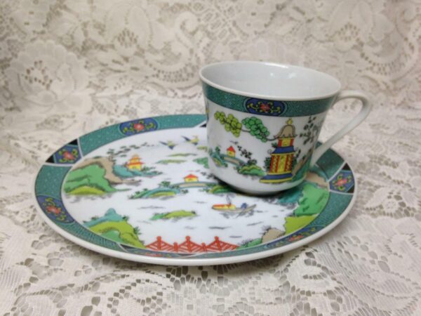 Vintage, Sigma Japan, Crown Staffordshire Style,Variant Gaudy Willow Snack Set