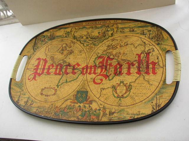 Vintage, Tray: Peace on Earth, 1643 Map of the World