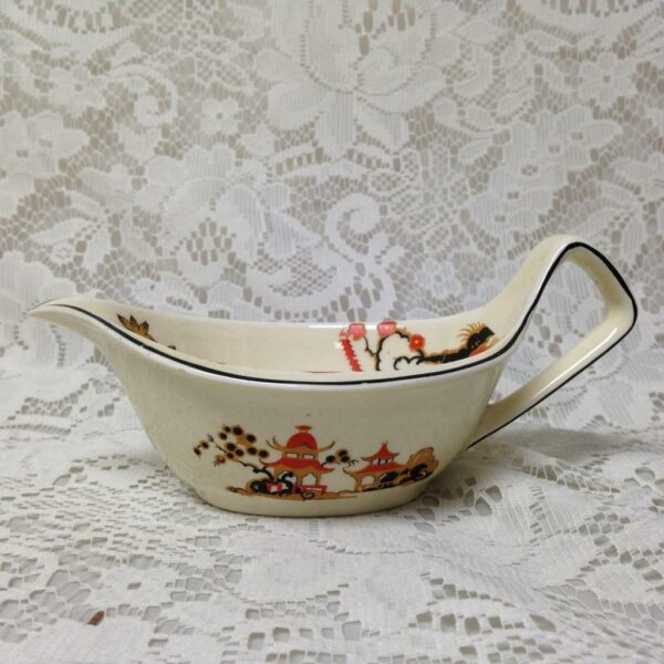 Vintage, Rare, Wedgwood, England,Variant,Gaudy Blue Willow 2pc Gravy-Sauce Boat