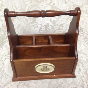 Vintage, Wooden Utensil Caddy 10in x 9.5in x 6.5in