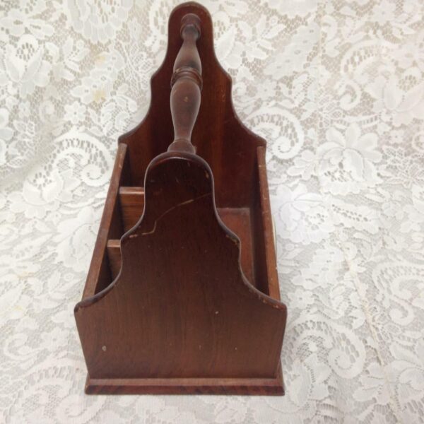 Vintage, Wooden Utensil Caddy 10in x 9.5in x 6.5in