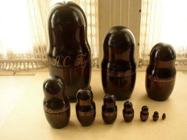 Handpainted, High End Set of 10pc Nesting Dolls- Russia’s Famous Poets- Authors