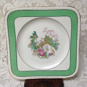 Vintage, Rare, Myott, England,Variant, Green Trim Gaudy Blue Willow, 8in Plate