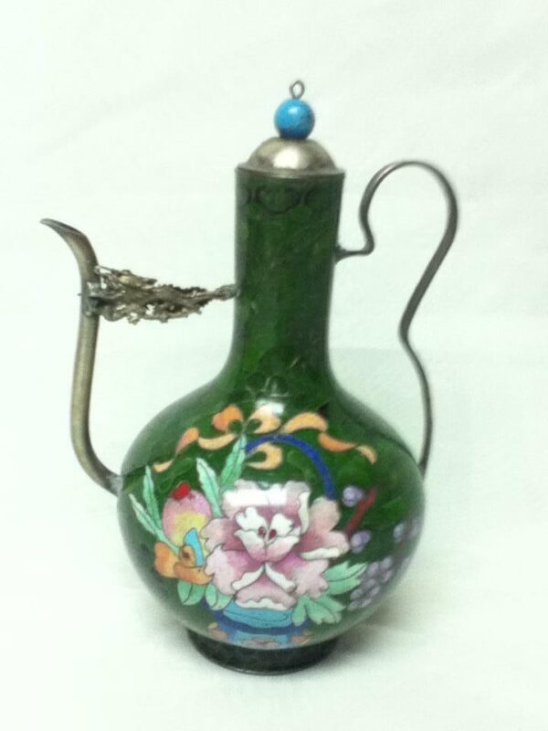 Vintage, Beautiful, 7in x 5.25in Floral Cloissone’ Teapot