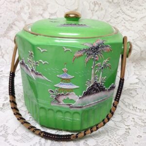 Vintage 1920s, Japan Variant Gaudy Blue Willow, 7in x 8in Biscuit Jar (A)