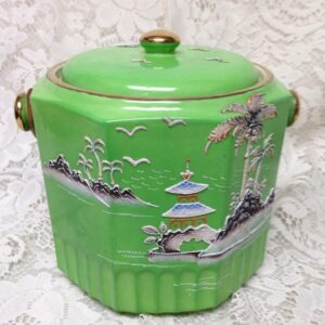 Vintage 1920s, Japan Variant Gaudy Blue Willow, 7in x 8in Biscuit Jar (B)