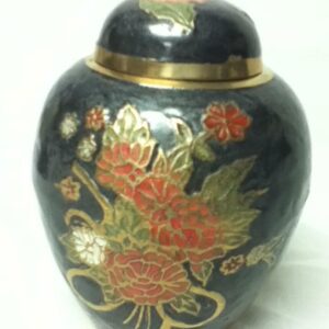 Vintage, Beautiful, 5.5in x 4.5in Red Floral Cloissone’ Jar