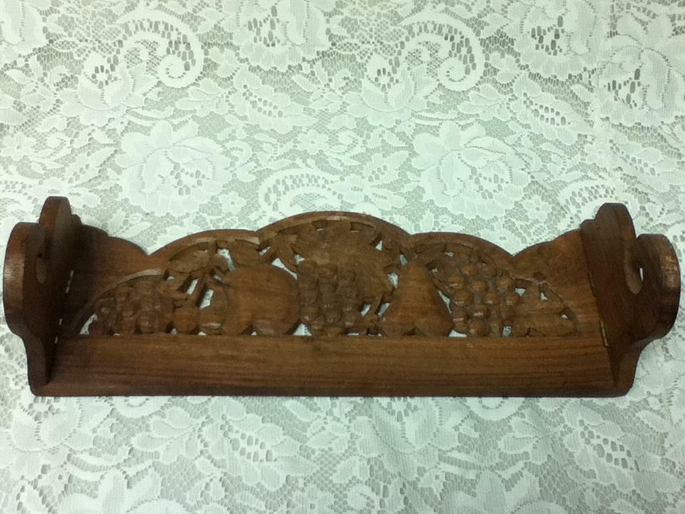 Vintage, Carved Fruits Wooden Kitchen Towel -Paper Towel Rack -in x -in x -in