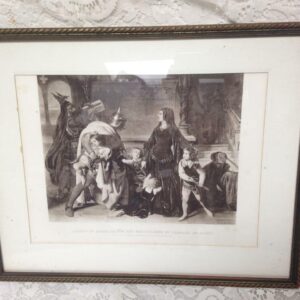 Antique 19th C Rare Etching-1266 Arrest of Queen Helene by Carolous of Anjou