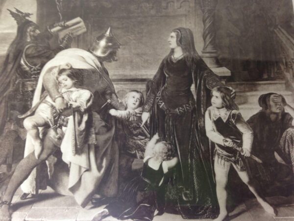 Antique 19th C Rare Etching-1266 Arrest of Queen Helene by Carolous of Anjou