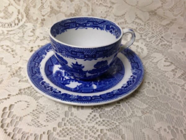 Antique, Rare, Ridgway Blue Willow 2pc Cup and Breadplate