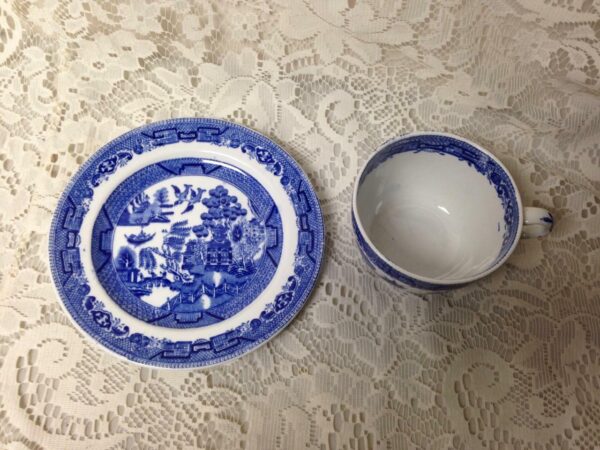 Antique, Rare, Ridgway Blue Willow 2pc Cup and Breadplate