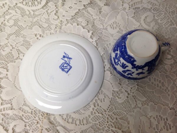 Antique, Rare, Ridgway Blue Willow 2pc Cup and Breadplate