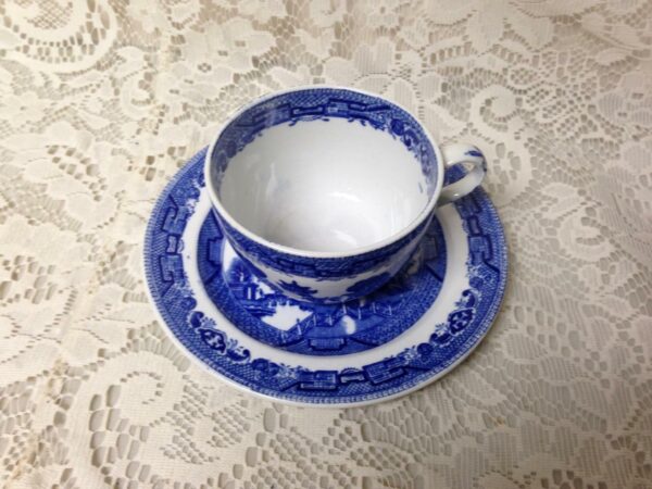 Antique, Rare, Ridgway Blue Willow 2pc Cup and Breadplate