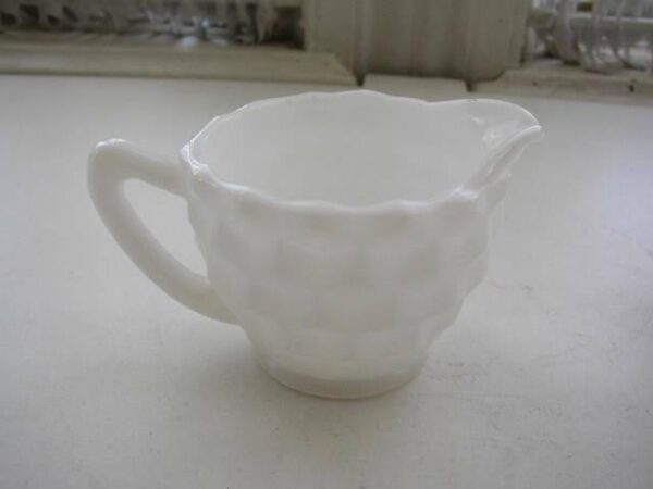 Vintage, Hazel Glass, 2-pc Set, Milk Glass Sugar and Creamer