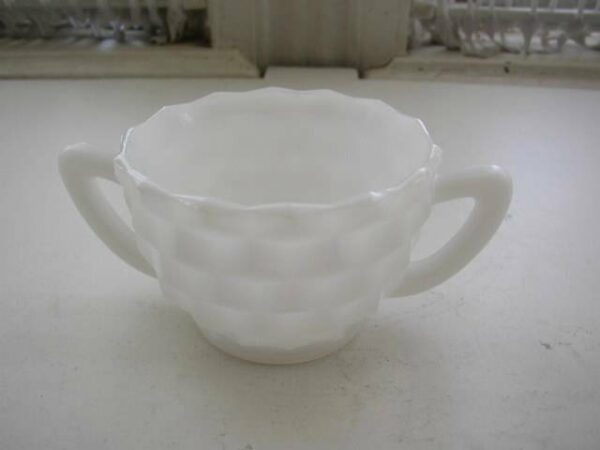 Vintage, Hazel Glass, 2-pc Set, Milk Glass Sugar and Creamer