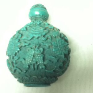 Vintage, 2pc Rounded Turquoise Snuff Bottle 3in x 2.5in x 1.5in