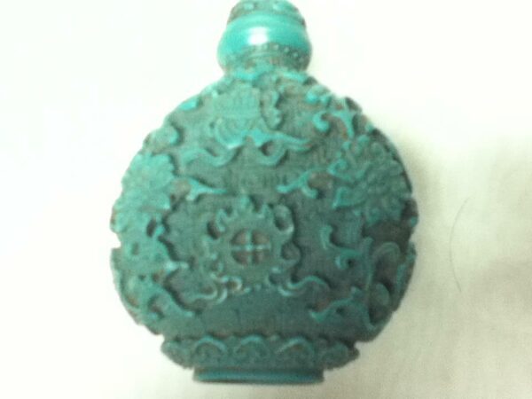 Vintage, 2pc Rounded Turquoise Snuff Bottle 3in x 2.5in x 1.5in