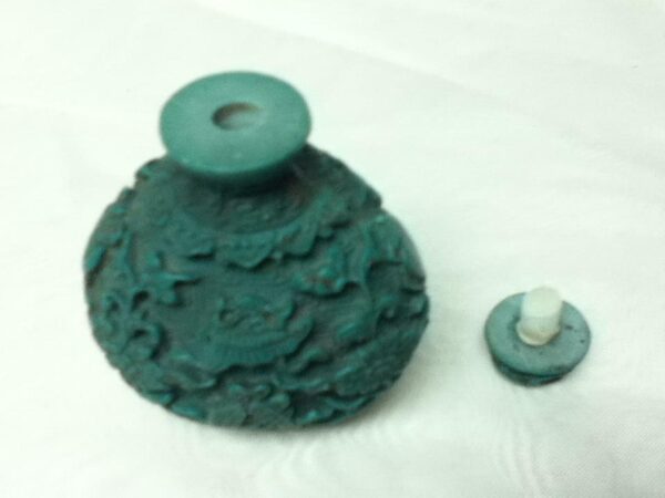 Vintage, 2pc Rounded Turquoise Snuff Bottle 3in x 2.5in x 1.5in