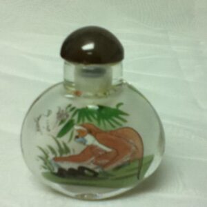 Vintage, 2pc Reverse Painted Snuff Bottle 2.5in x 1.5in