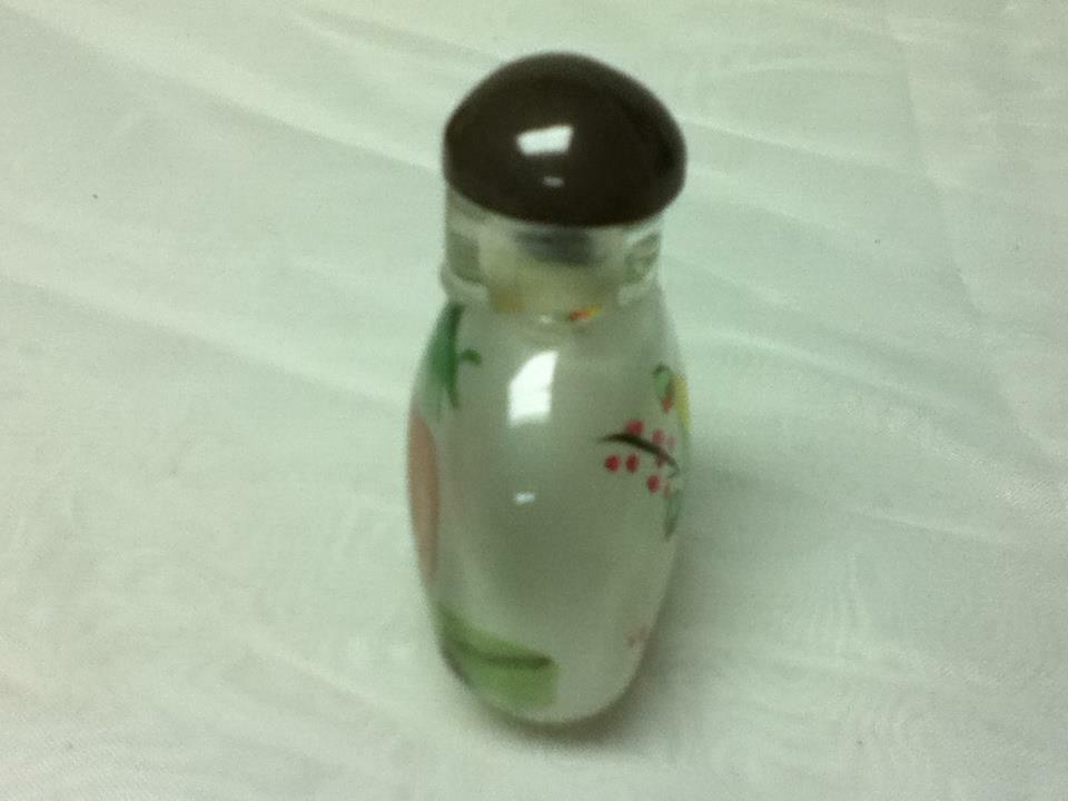 Vintage, 2pc Reverse Painted Snuff Bottle 2.5in x 1.5in