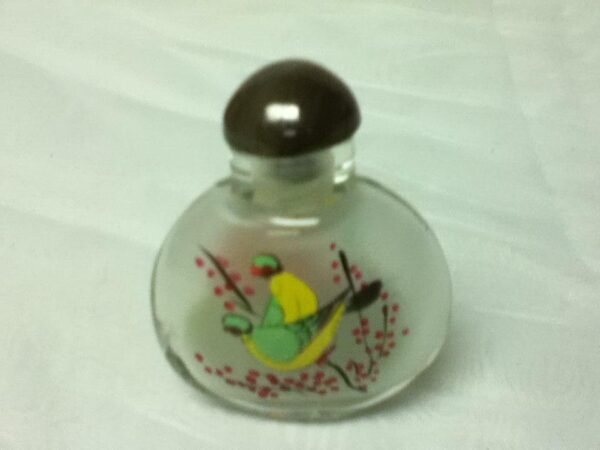 Vintage, 2pc Reverse Painted Snuff Bottle 2.5in x 1.5in