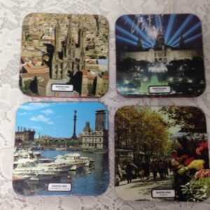 Vintage, 4pc Collectible Barcelona Coasters 4in sq