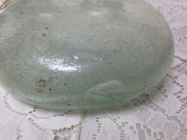 Vintage Rare, Blown Greenish Bubbled Glass Hanging Vase or Flask 8.5in x 6.5in