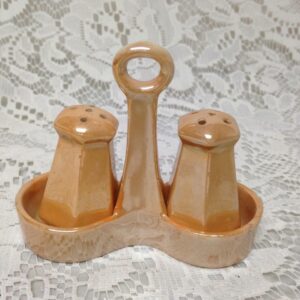 Vintage, 3pc Lusterware Salt and Pepper with Tray