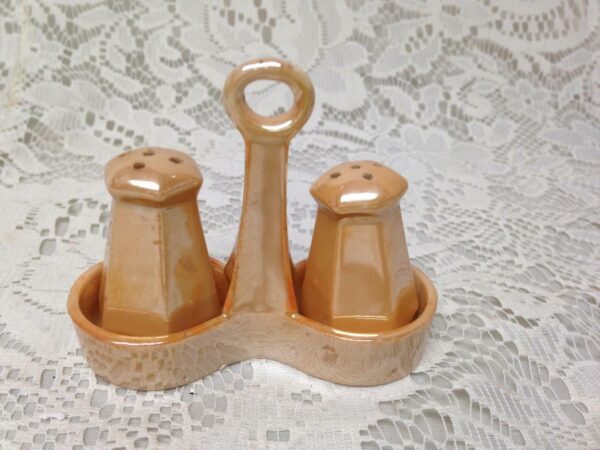 Vintage, 3pc Lusterware Salt and Pepper with Tray