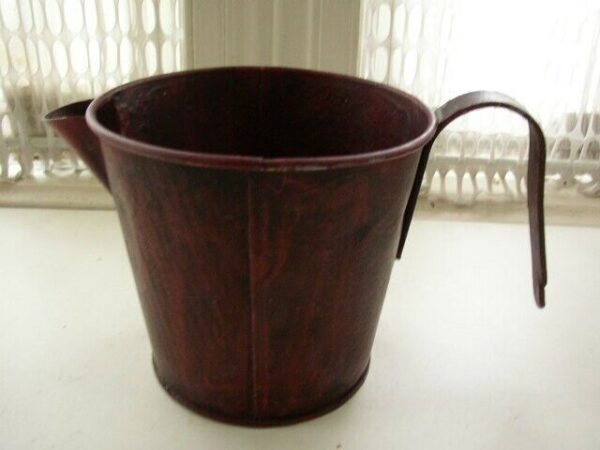 Antique, Rare, Burgundy-Blue Floral Toleware Pitcher- Watering Can