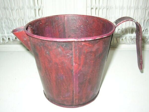 Antique, Rare, Burgundy-Blue Floral Toleware Pitcher- Watering Can