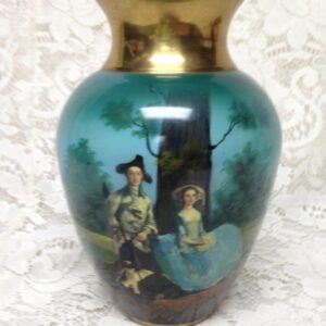 Vintage, Rare, Beautiful, Enamelware on Brass Portrait Vase 8in x 5.5in D