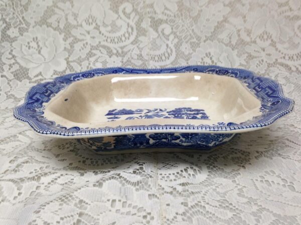 Vintage Buffalo Pottery Blue Willow Vegetable Bowl (No Lid) 11in x 9.5in x 2in