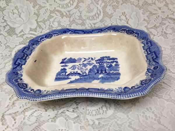 Vintage Buffalo Pottery Blue Willow Vegetable Bowl (No Lid) 11in x 9.5in x 2in