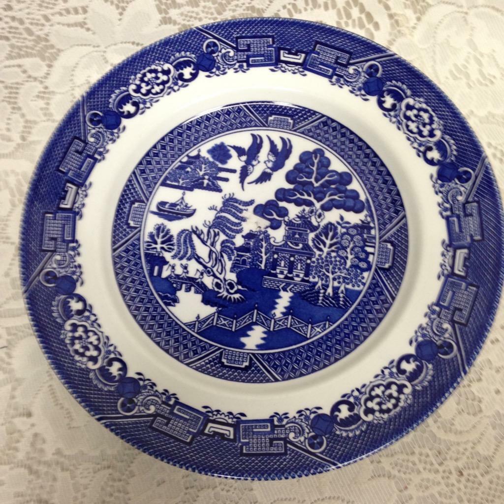 Vintage, Blue Willow 2pc Woods & Sons Dinner Plate 10in D