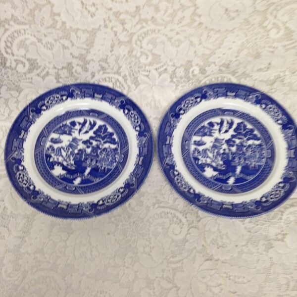 Vintage, Blue Willow 2pc Woods & Sons Dinner Plate 10in D