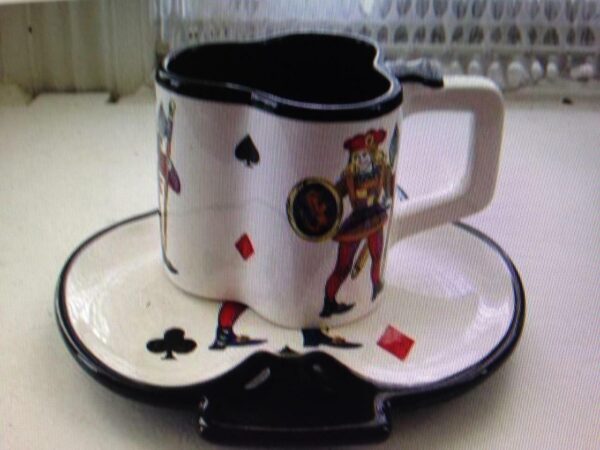 Beautiful, Rare, Large 8-pc Card Players Cups and Saucers