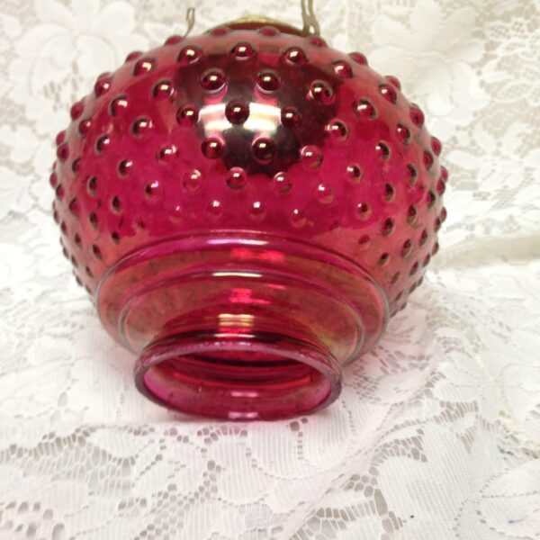 Vintage, Queen Ann Ruby Red or Cranberry Hobnail 13in Candle Lamp